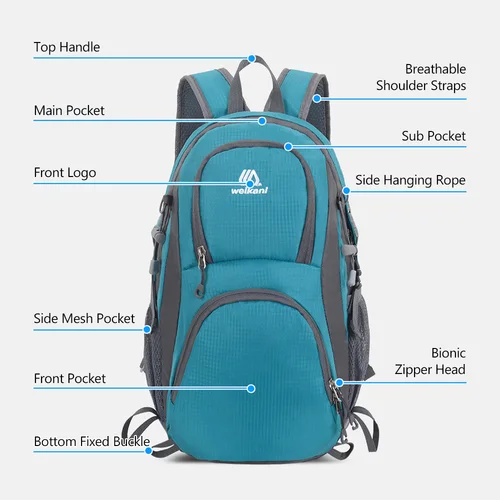 Imagen 2 del producto Mochila impermeable para acampar al aire libre, Mochila de tela Oxford resistente al desgarro, mochila de Montañismo al aire libre, senderismo, correr, 20l
