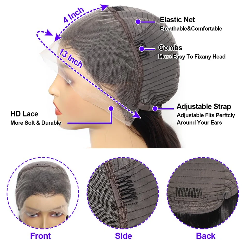 13x4 13x6 Full HD Lace Front Echthaar Perücken gerade 360 transparente Spitze Frontal Perücken vor gezupft 5x5 vor geschnittene Spitze Verschluss Perücke