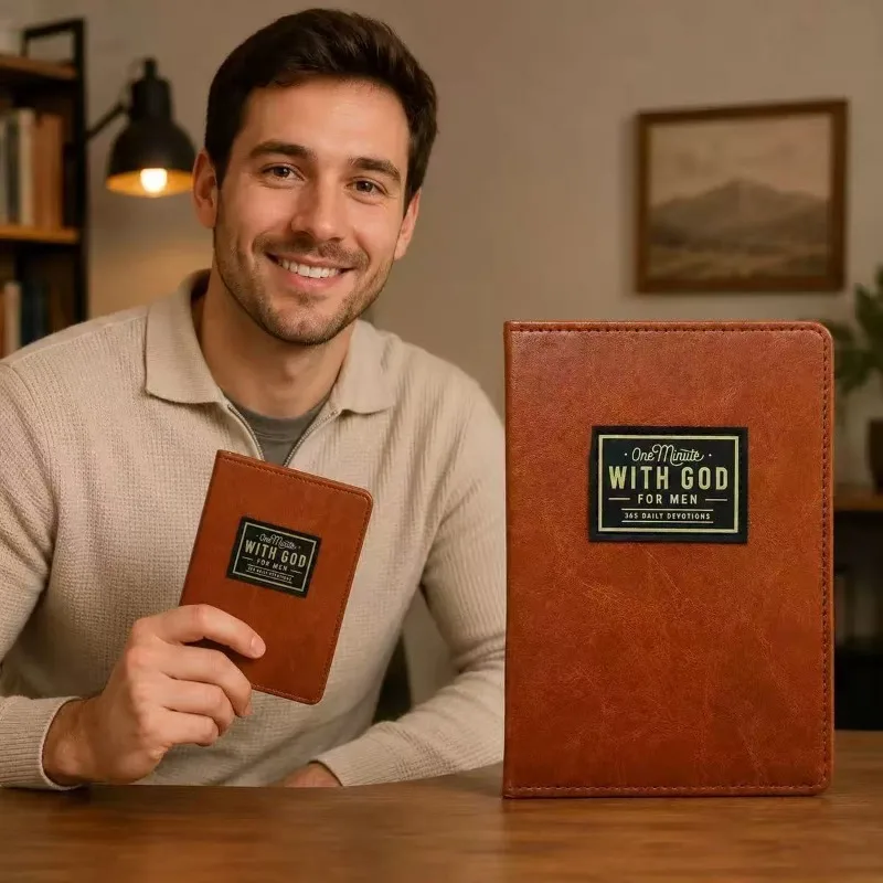 One Minute With God 365 Daily Devotions, Christian Prayer Book for Men Women, PU Leather / Pink Floral Hardcover Religious