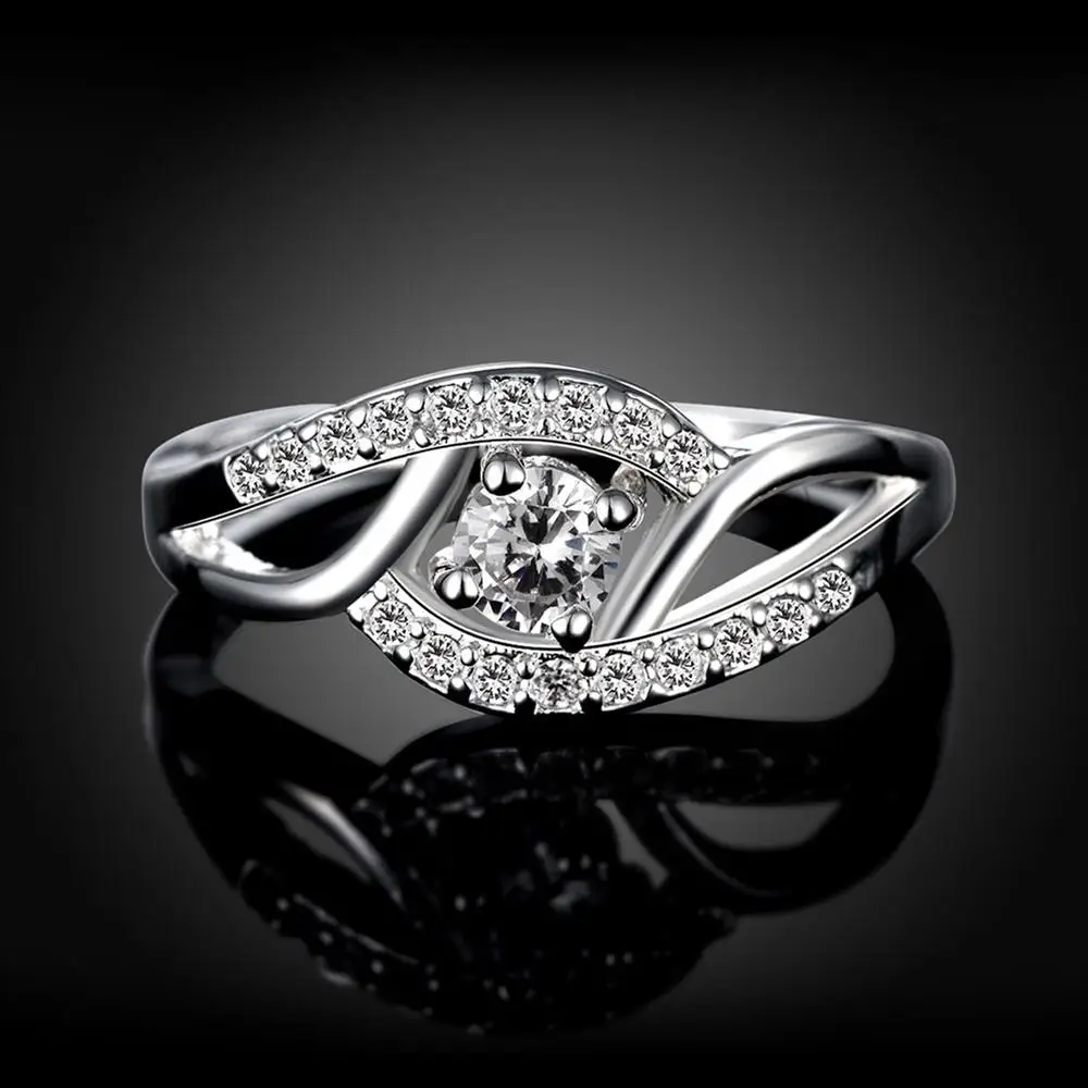 

Hot selling boutique jewelry in Europe and America, trendy silver jewelry with zirconium diamond double ring, wholesale ring