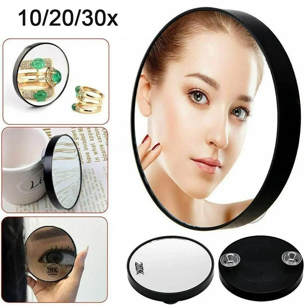 Miroir de maquillage portable pour femmes, outil de maquillage, forme ronde, grossissant 10/20/30x, ABS, blanc, cosmétique