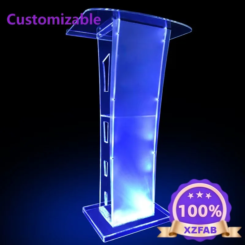 Factory Direct 2026 Creative transparent acrylic podium desk assembly MC school lecture platform