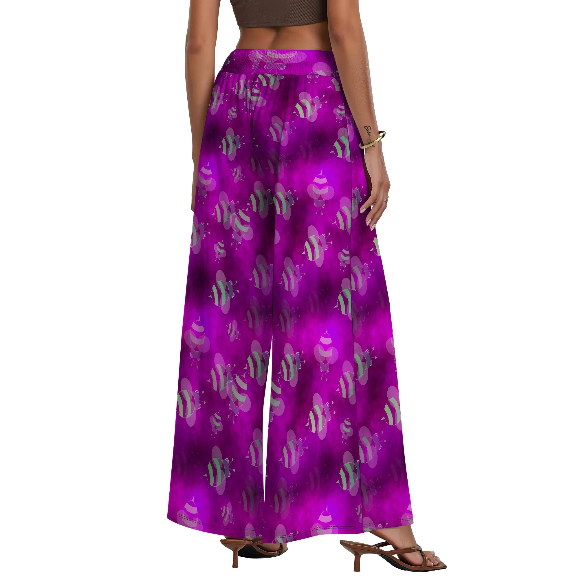 Pantalones de pierna ancha para mujer con bolsillos, diseño de abeja cómodo e informal para todas las estaciones, para fiesta de compras en casa