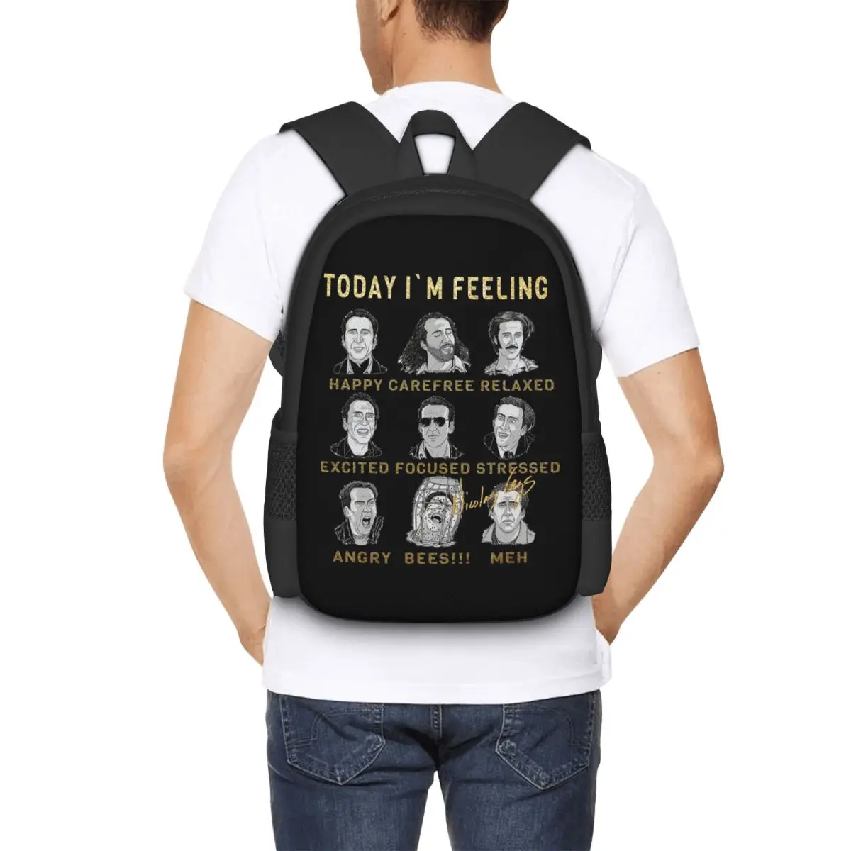Merry Christmas St Nicolas Cage Student Backpack School Bag Hiking Travel Daypack for Men Women Fashion Bookbag Shoulder Bags