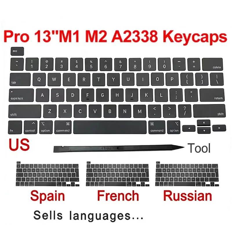 

Новые клавиши для ноутбука A2338, русская, американская, британская, французская, испанская, итальянская раскладка для Macbook Pro Retina 13 дюймов M1 M2