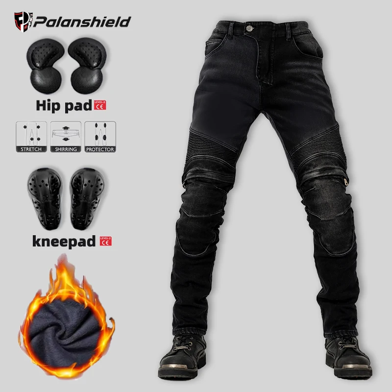 Winter Motorcycle Pants warm  Men Kevlar Jeans Outdoor with Protective Gear Riding Motocross New Motorbike elasticity Trousers