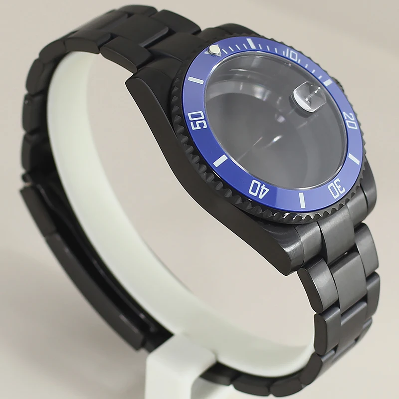 Fanya 40mm Case Waterproof Automatic Watch Parts Sapphire For NH35 NH36 8215 2824 Movement Slide Buckle Bracelet SUB Black Bezel