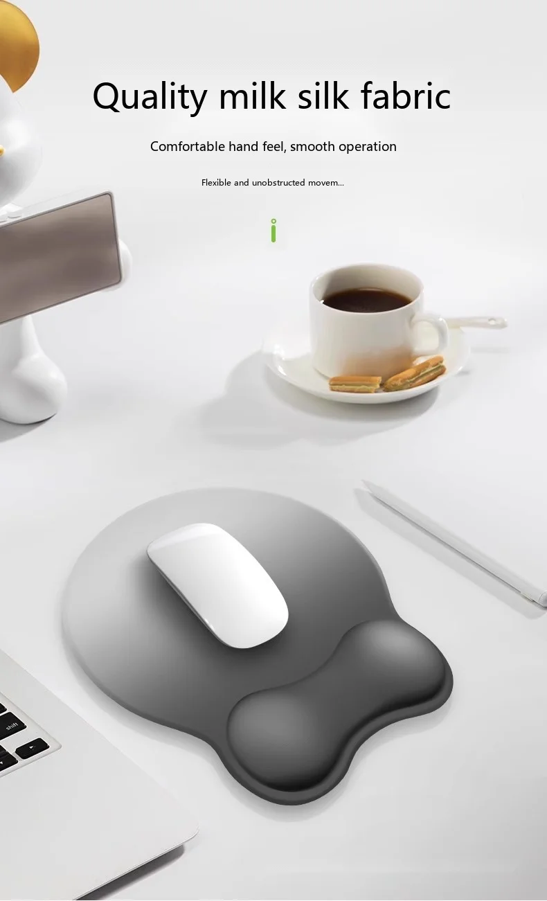Silikon-Handgelenkauflage für Mauspad, konkaves ergonomisches Design, runde Form, rutschfeste Schreibtischunterlage für Büro und Gaming – Detail 1