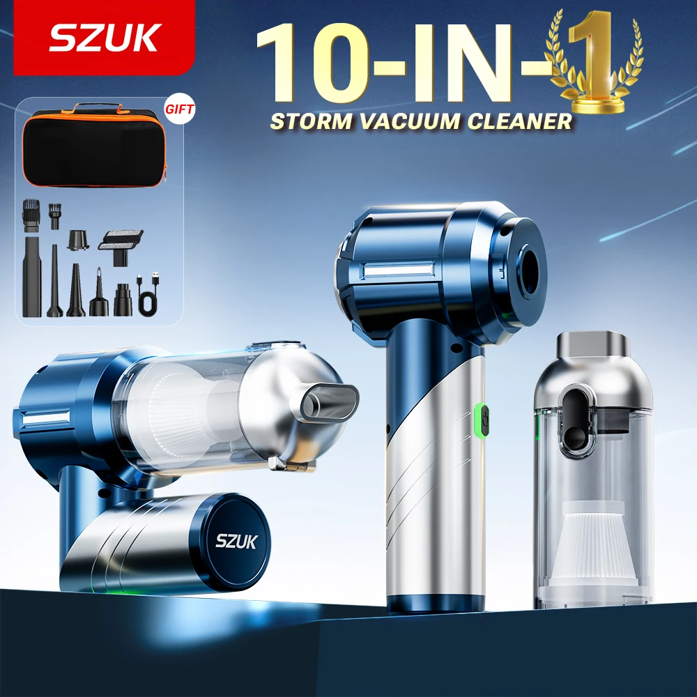 

SZUK New Car Vacuum Cleaner Foldable Powerful Air Blower Strong Suction Mini Cleaning Machine Wireless Handheld Vacuum Cleaner