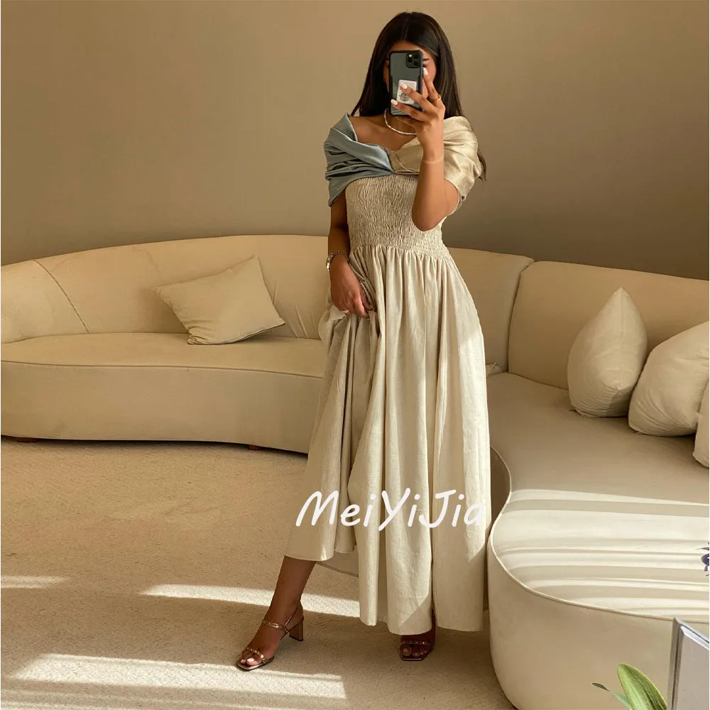 Meiyijia  Evening Dress Off-the-shoulder  A-Line Chiffon Ruffle Saudi  Arabia  Sexy Evening Birthday Club Outfits Summer 2024