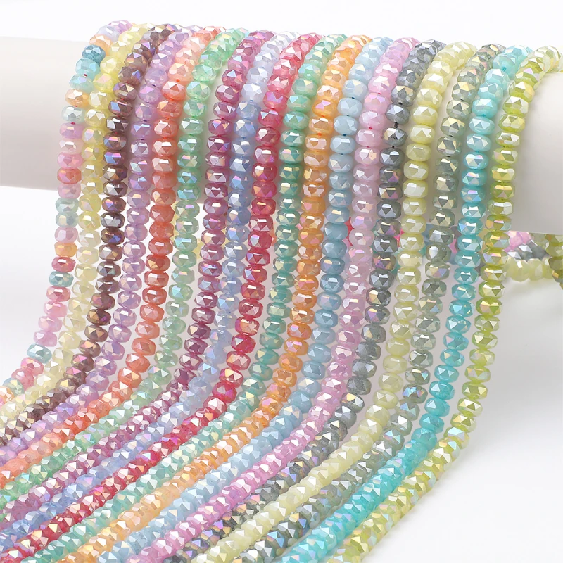 5*8mm 35cm Water Dyed Jade Effect Wheel Shape AB Faceted Loose Beads DIY Handmade Jewelry Making Material Phone Chain Accessorie