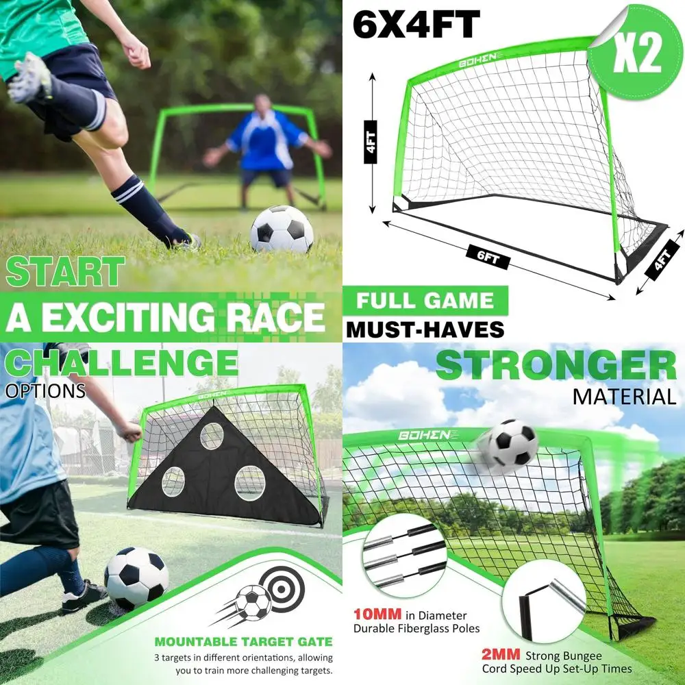 

Portable Soccer Goals for Kids, 6x4 Feet, with Carry Bag, Suitable for Indoor/Outdoor Use, Ideal for Youth and Adults