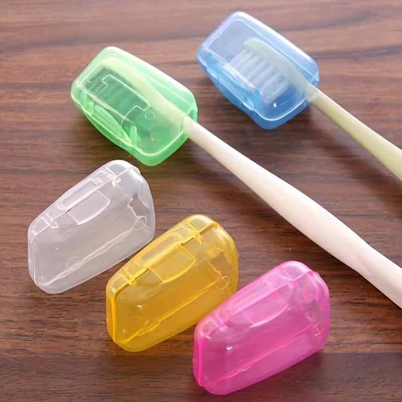 8pcs Toothbrush Head Cover Set, Portable Travel Toothbrush Case, Random Color Dental Tool Storage Box