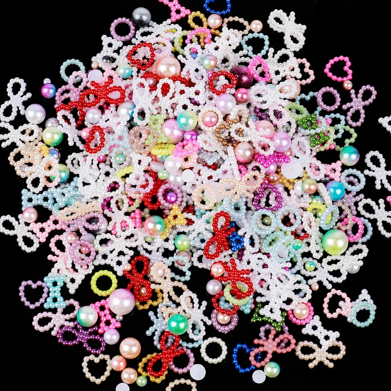 Flat Coração Forma Beads, Pérolas Imitação Flatback, Art Craft, Scrapbooking Decor, DIY Caps, Bordado, Fazer Jóias, 50g