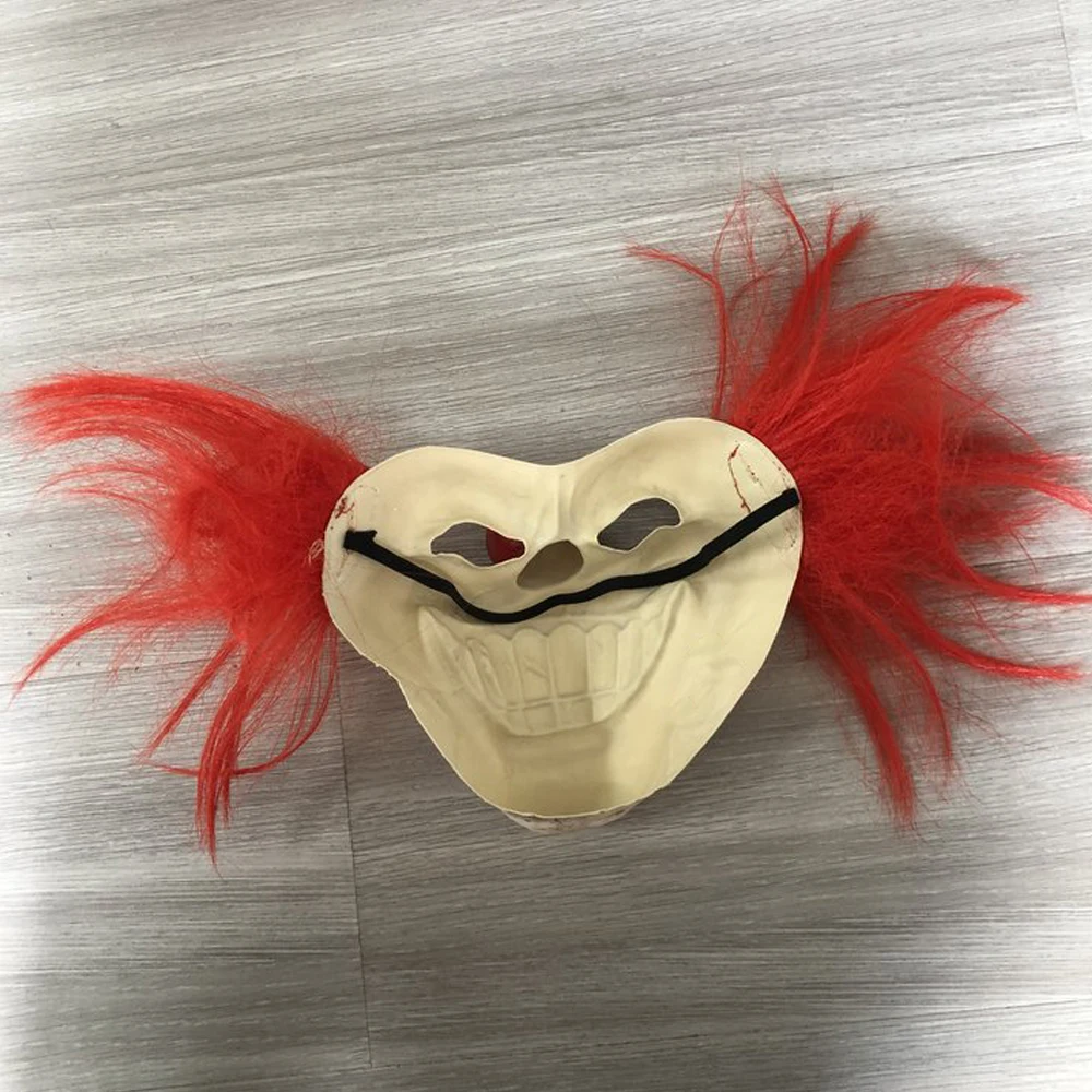 Skręcony metalowy słodki ząb Joker maska Cosplay krwawa pół twarzy klaun maski lateksowe Halloween karnawał Purim kostium imprezowy rekwizyty