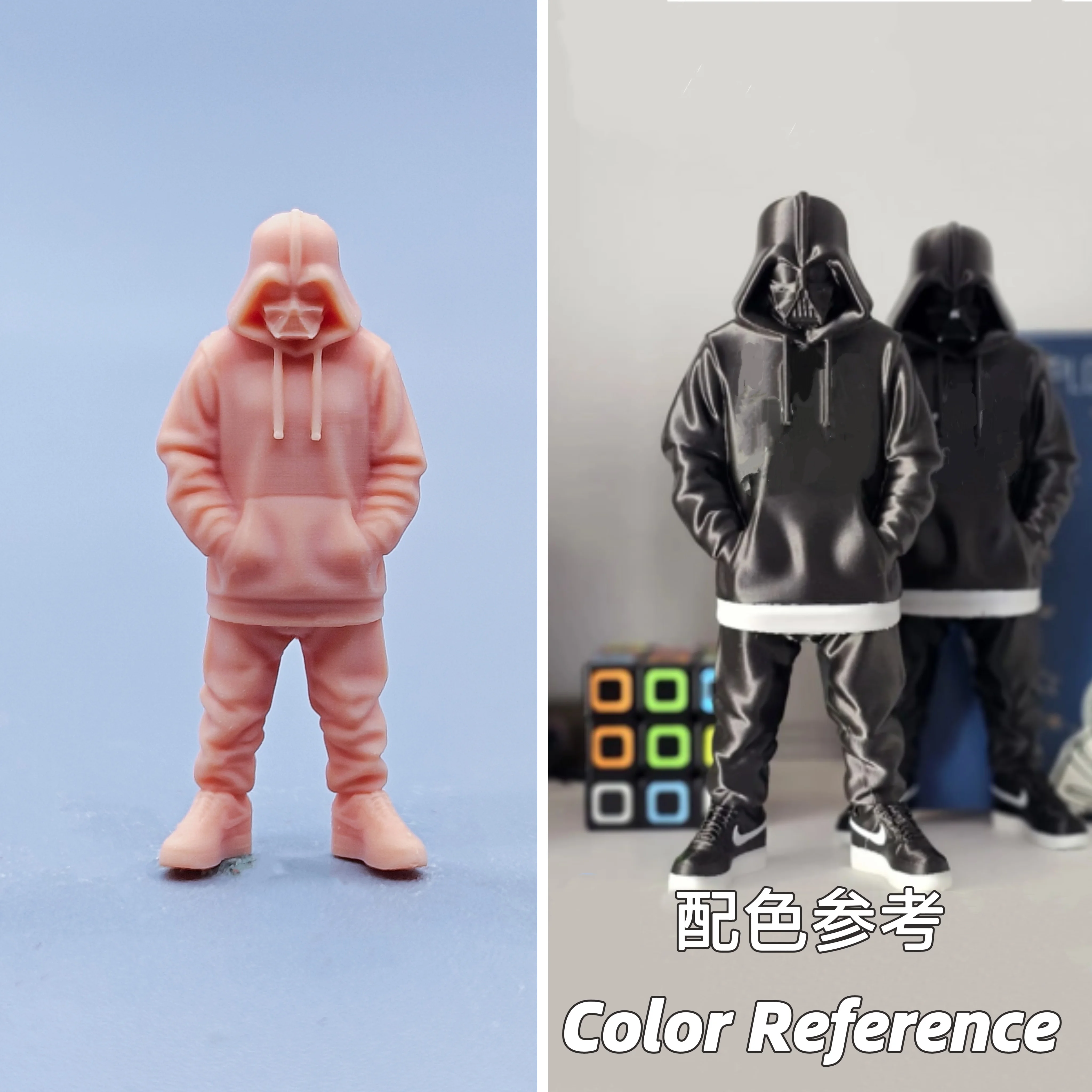 1/64 Figuren Maßstab Modell Harz Hoodie Schwarzer Krieger Ungefärbte Miniaturen Diorama Handbemalt C905