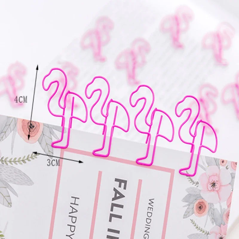 5 Stks/partij Kawaii Cartoon Roze Flamingo Metalen Bladwijzer Mini Paperclip Boek Markers School Kantoorbenodigdheden