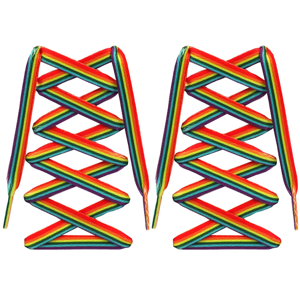 

Shoe Laces for Sneakers Rainbow Gradient Shoelaces Stylish Elastic Colorful Vertical Stripes Tie