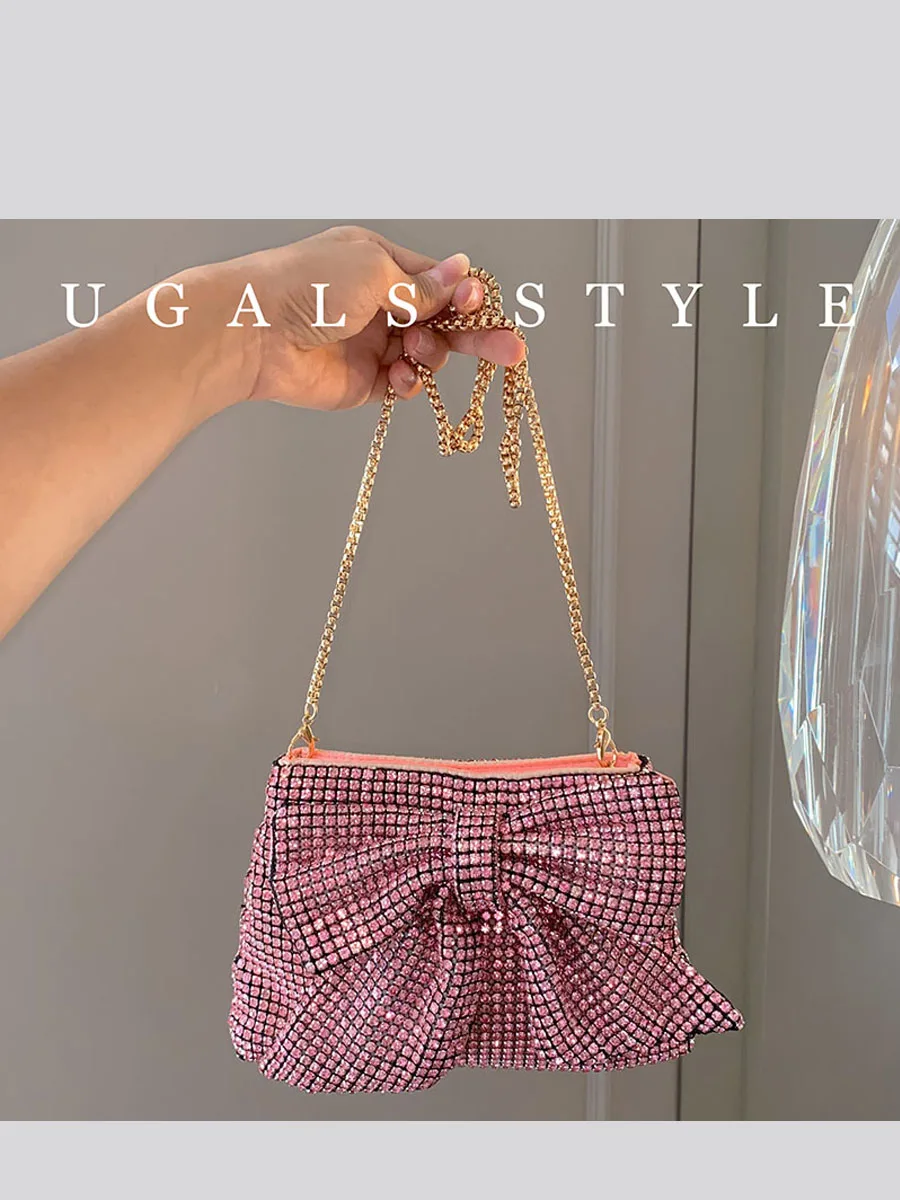 

UGALS Sparkling Festival Dumpling Shape Square Bag Chain Underarm Crossbody Bag for Women Elegant Lady Clutch