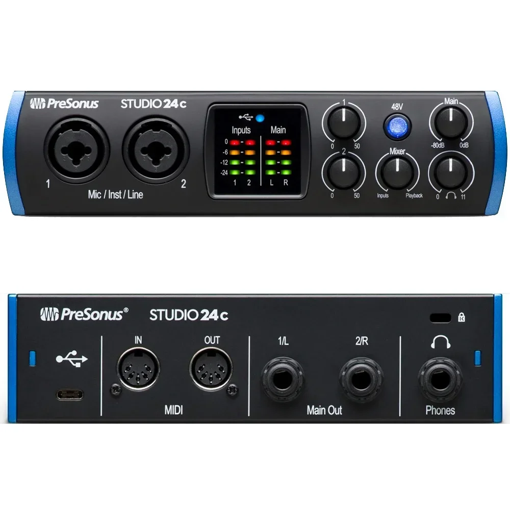 PreSonus Studio 24C ultra-high o interface sound card With 2 mircophone preamps for ultra-high-definition recording,mixing