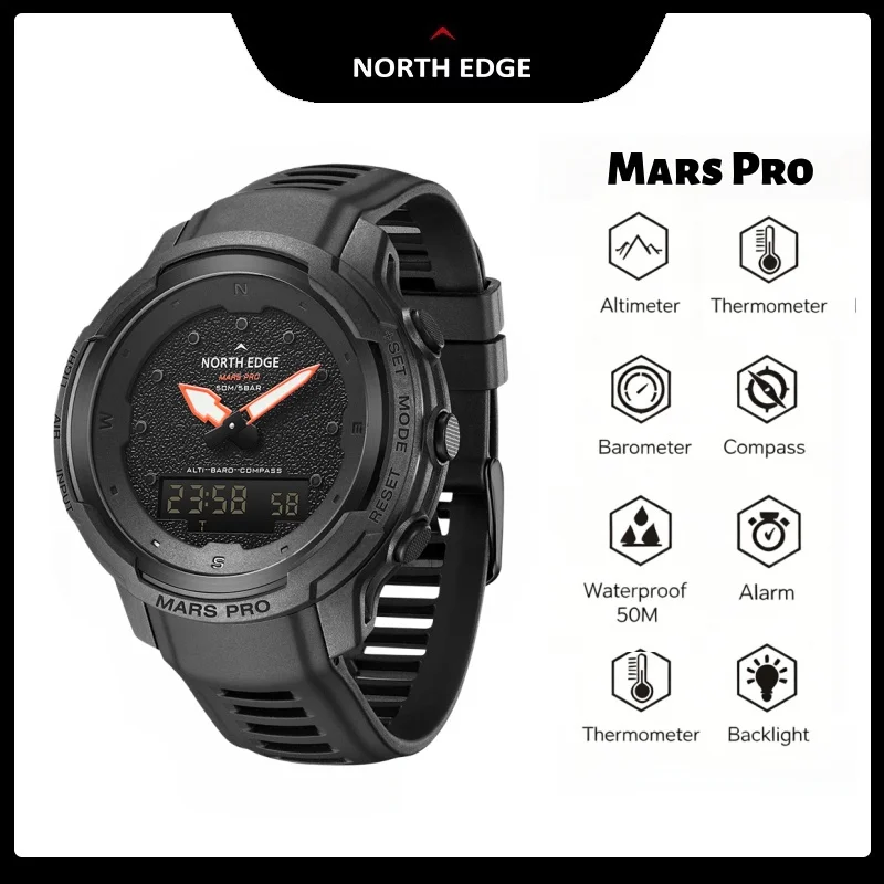 

NORTH EDGE Men Digital Watch for Outdoors Sports Carbon Fiber Altituder Compass 50M Waterproof Men Smart Watch Relogio Masculino