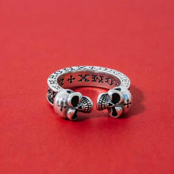 

Retro thai silver exaggerated domineering skull ring s925 sterling silver men's opening adjustment personalized popular ring