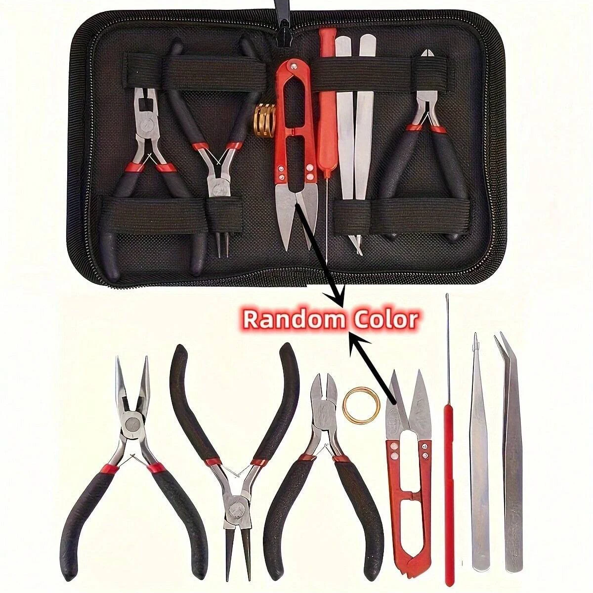 1 Set/1 Box Deluxe Schmuckherstellungs-Starter-Kit, Umfassendes Set für Ohrringe, Halsketten-Zubehör, DIY-Zangen-Set für Schmuckreparaturen – Detail 9