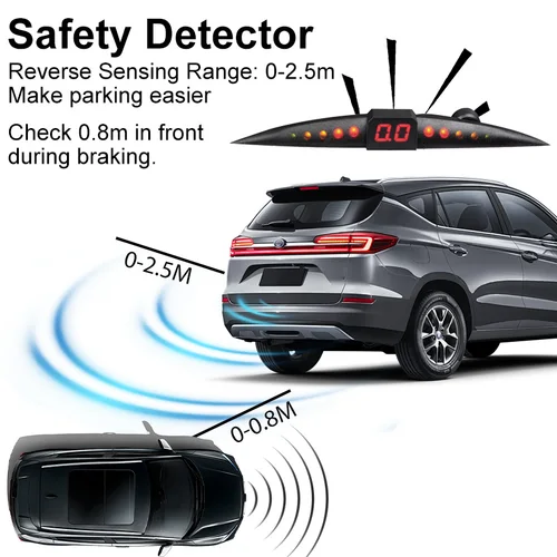 Imagen 2 del producto Kit de sensor de estacionamiento LED montado en coche con alarma de distancia de obstáculos con pantalla digital precisa de radar 6/8, adecuado para la mayoría de los coches