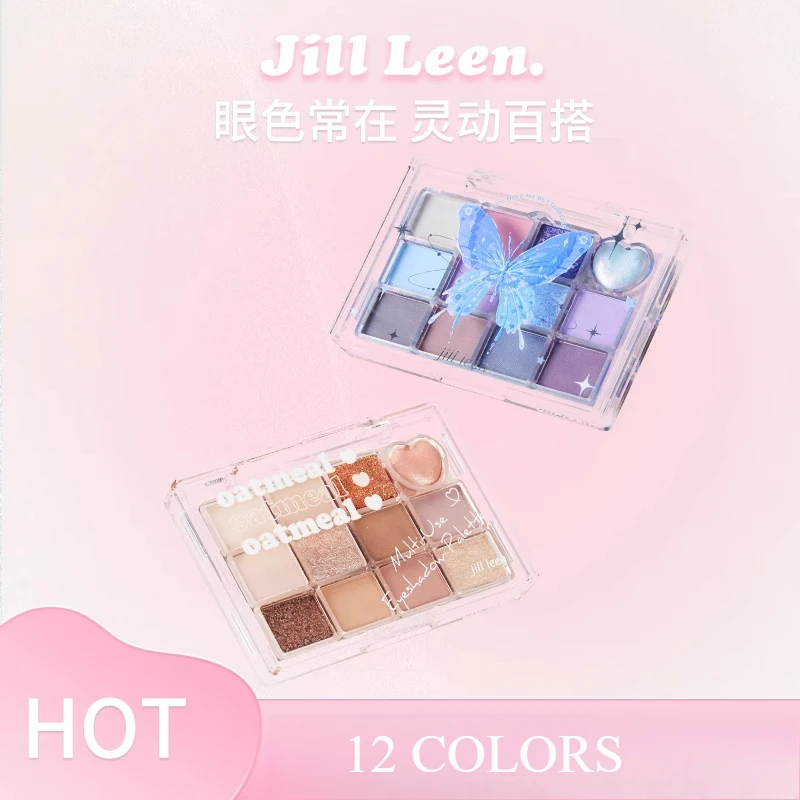 

JILLLEEN Flower Butterfly 12Color Eyeshadow Plate Versatile Matte Pearl Glitter Bright Play Color Eyes Makeup