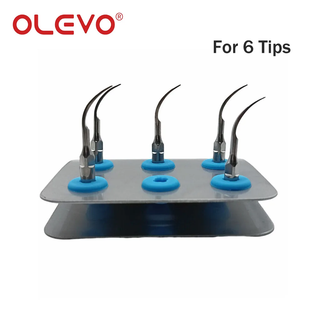 OLEVO 6 lubang ultrasonik Scaler silikon, Handpiece Perio Tips pemegang berdiri kotak penyimpanan desinfeksi perawatan gigi autoklaf