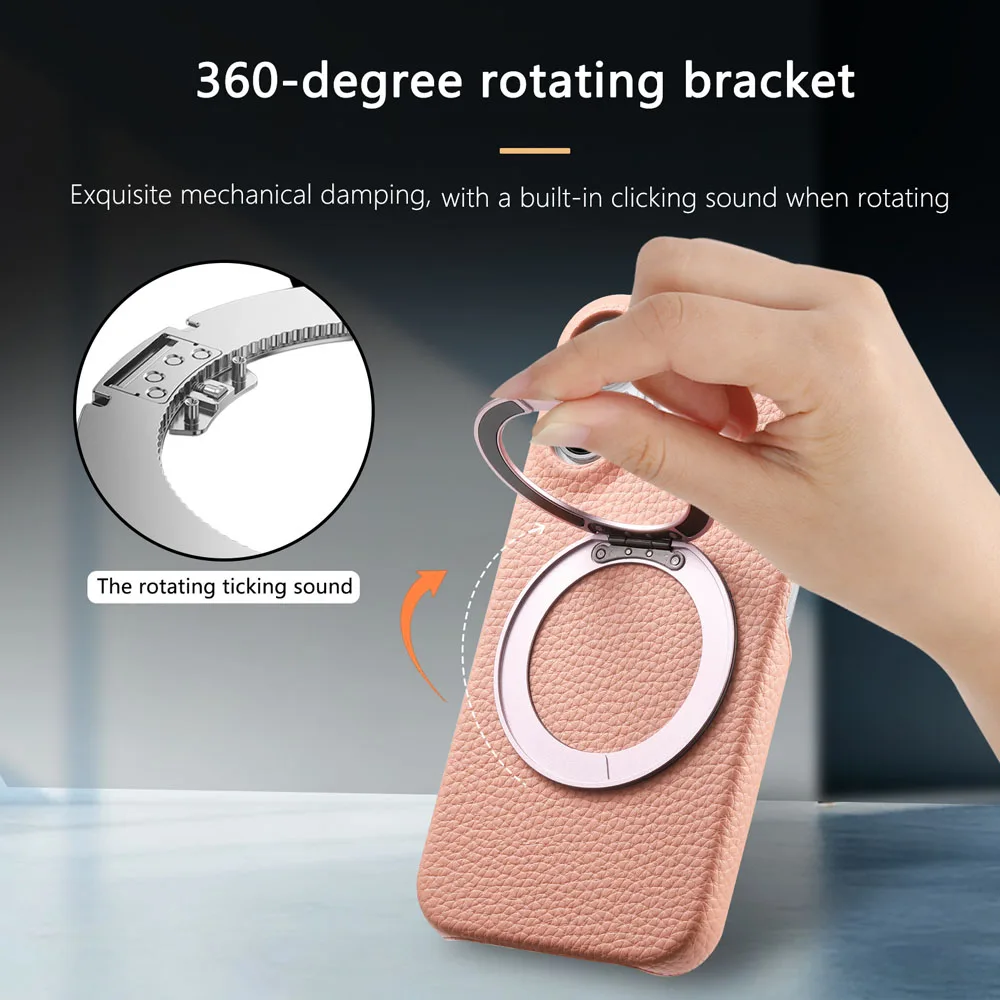 Lychee pattern Particle Magnetic Case For Xiaomi 15 17 Pro Max Ultra 360°Matte Ring Stand Shockproof Cover For Redmi Note 15 14