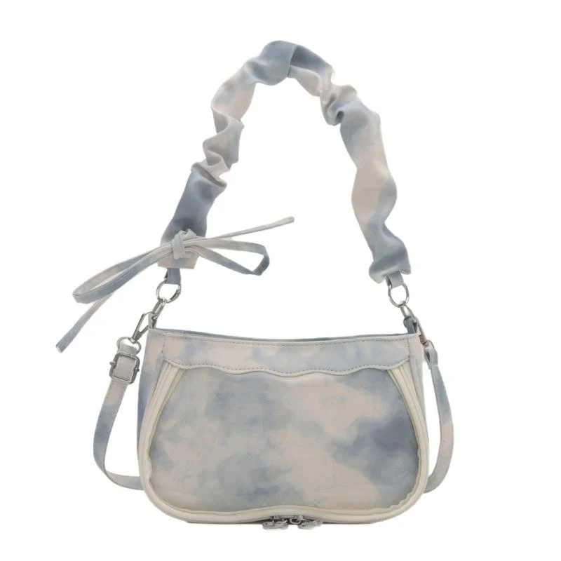

E8FB Watercolor Styles Sweet Shoulder Bag With Adjustable Strap PU Armpit Bags Casual Crossbody Purse For Fashion Women