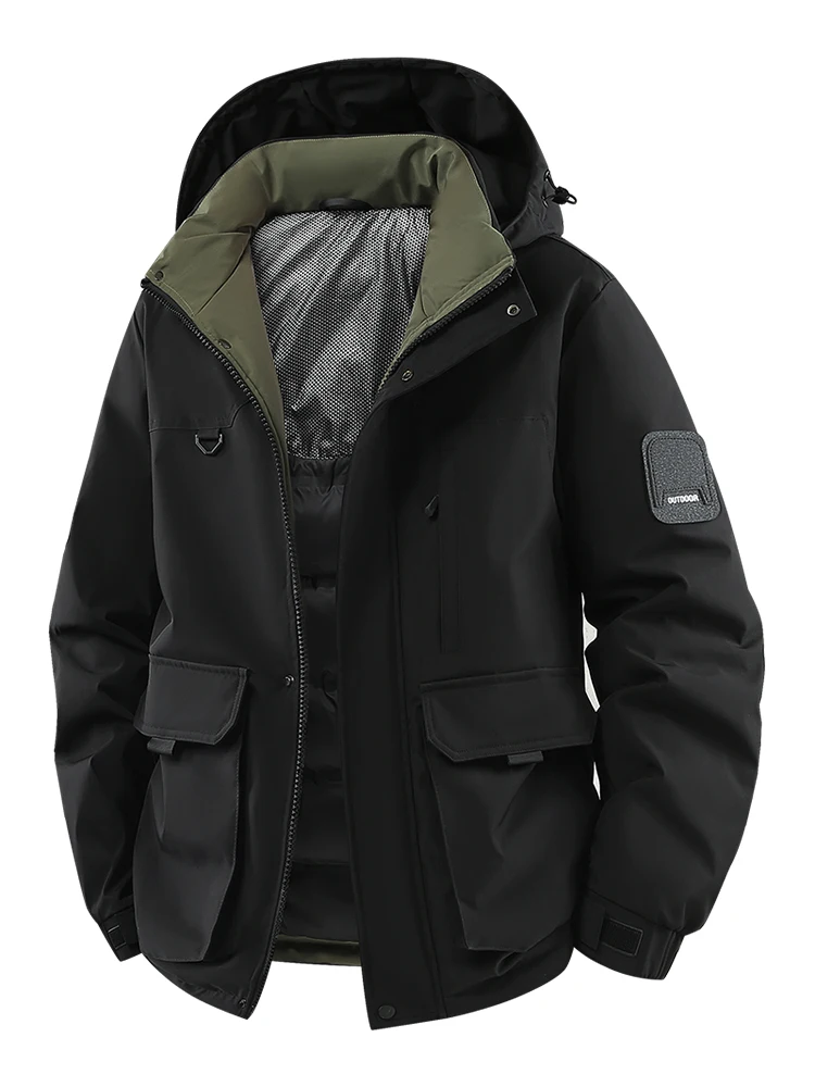 

Мужская уличная зимняя куртка со съемным капюшоном, прочное полиэфирное волокно, белое водонепроницаемое пальто Du down