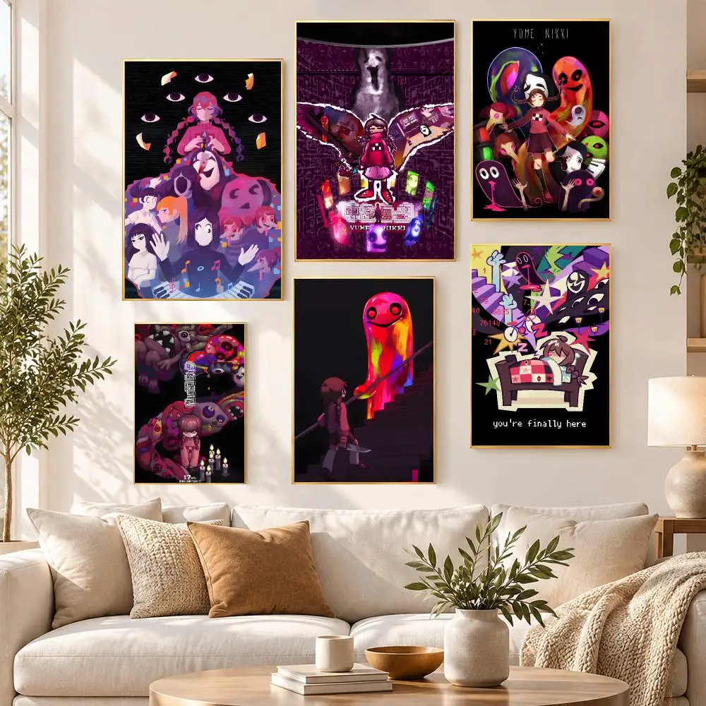 Game Gaming Indie Action Yume Nikki Poster HD Waterproof PP Self Adhesive Aesthetic Bedroom Dorm Gaming Room Home Decor Gift