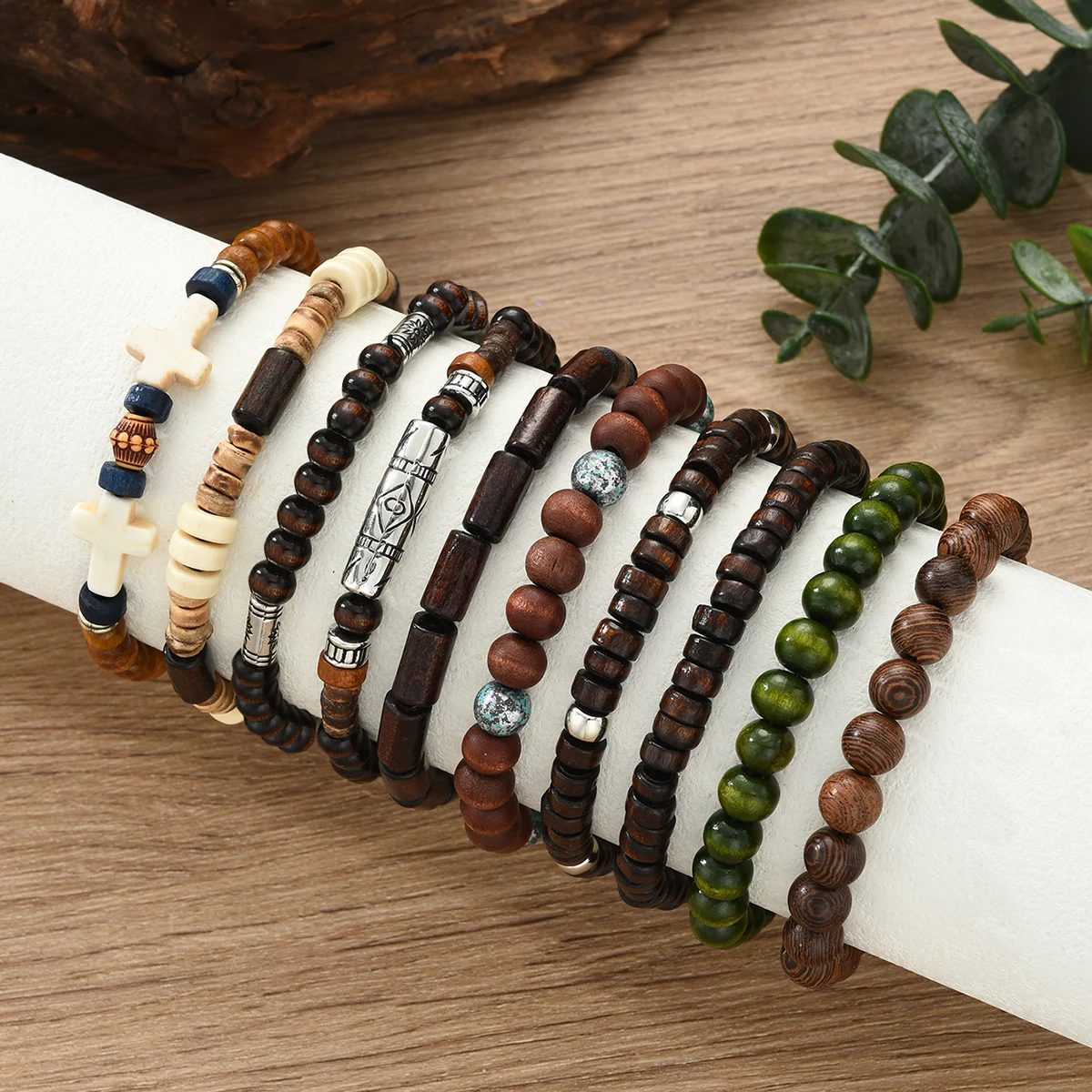 10 قطع خمر الأزياء مضفر مطرز أساور مجموعة للرجال النساء الرجعية الصليب متعدد الطبقات مطرز سلسلة مجوهرات اكسسوارات هدايا #3