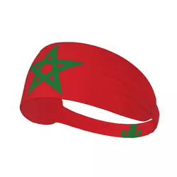 Custom The Flag Of Morocco Sport Headbands for Men Women Stretchy Moisture Wicking Athletic Sweatbands
