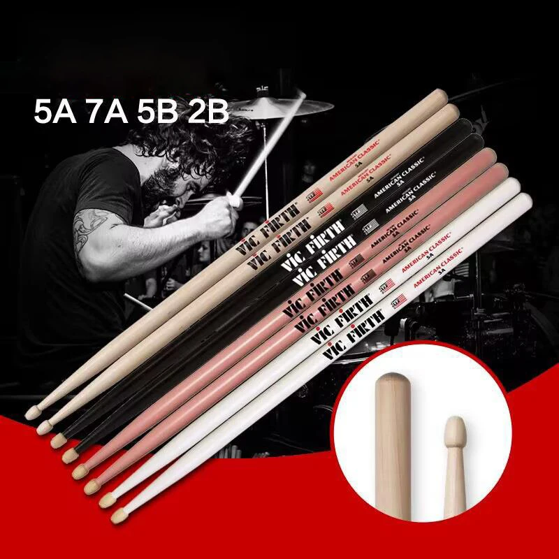 1 Pair Sticks 5A Wood Tip Consistent Weight And Pitch American Drumstic Consistent Weight And Pitch American Hickory Drumsticks