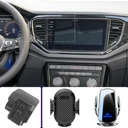 Car Phone Holder For Volkswagen VW T-ROC 2018 2019 2020 2021 2022 Fixed Bracket Base Special Car Phone Mounts Wireless Charging