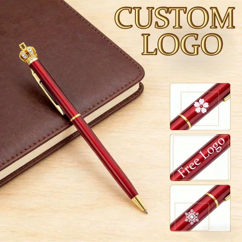 

LOGO Luxury Crown Ballpoint Pen Metal Body Can Be Customized LOGO Office Student Pen Enterprise Advertising Gift Pens.