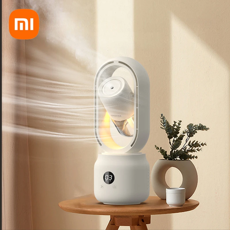 Xiaomi-ventilador de escritorio sin hojas, ventilador multifuncional con poca luz nocturna, humidificador, refrigeración para el hogar, viento fuerte de Bajo decibelio