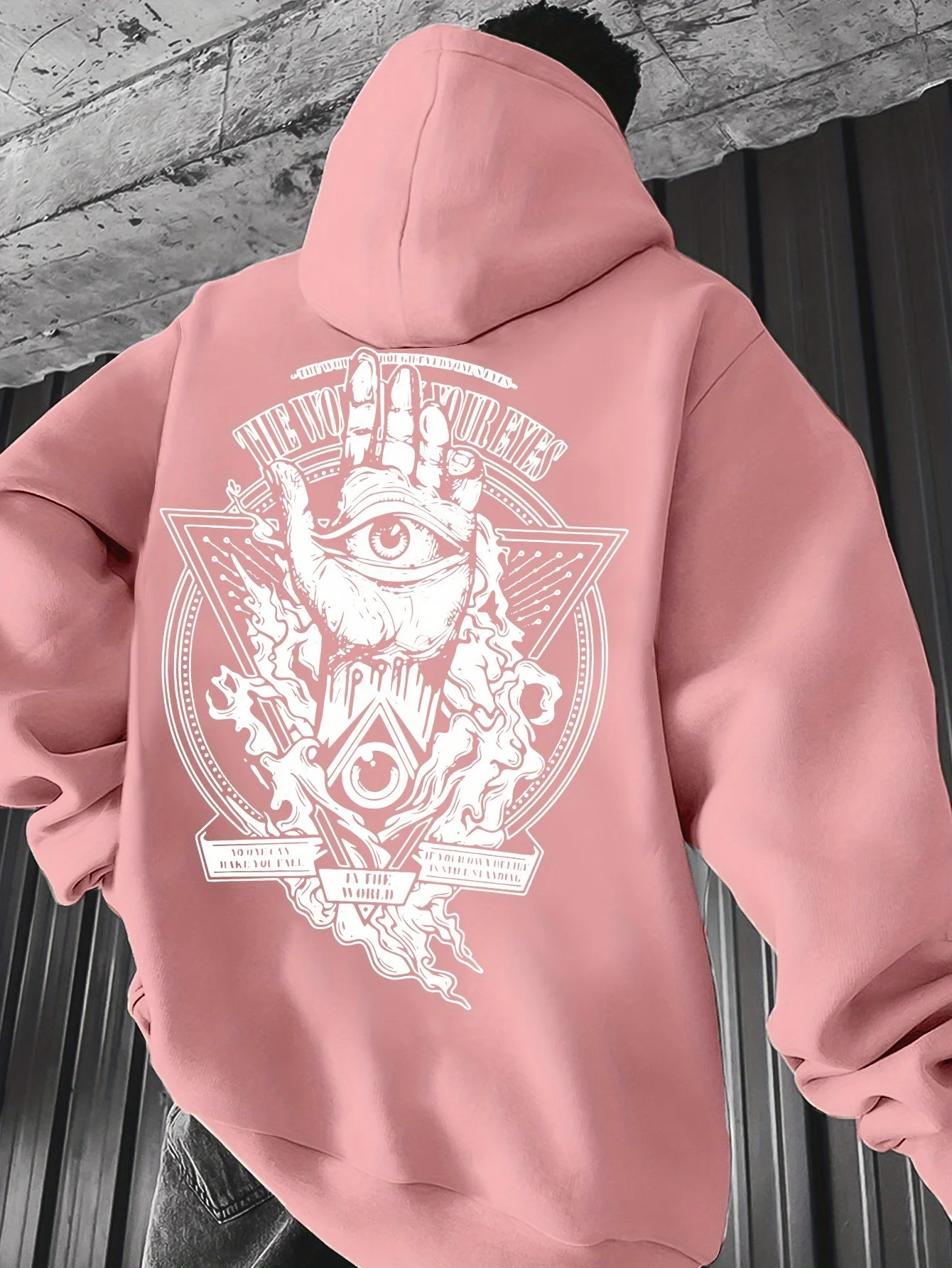 Men's Geometric Print Hooded Sweatshirt | Casual Pullover with Kangaroo Pocket, Adjustable Drawstring Hood