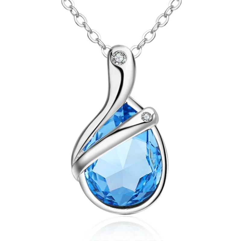 

925 Sterling Silver Stylish Delicate Water Drop Zircon Pendant Necklace Birthday Party Anniversary Gift