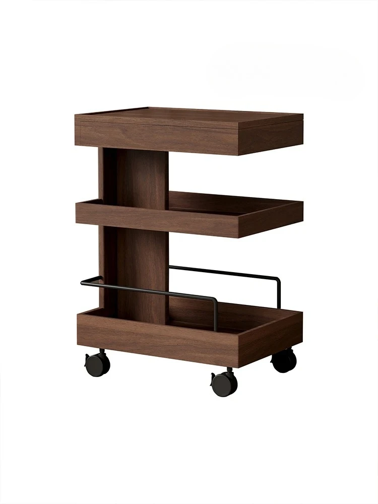 Mesa auxiliar avanzada móvil, almacenamiento de madera maciza, carrito de estilo antiguo medio, mesa auxiliar para sofá Simple y moderna para el hogar