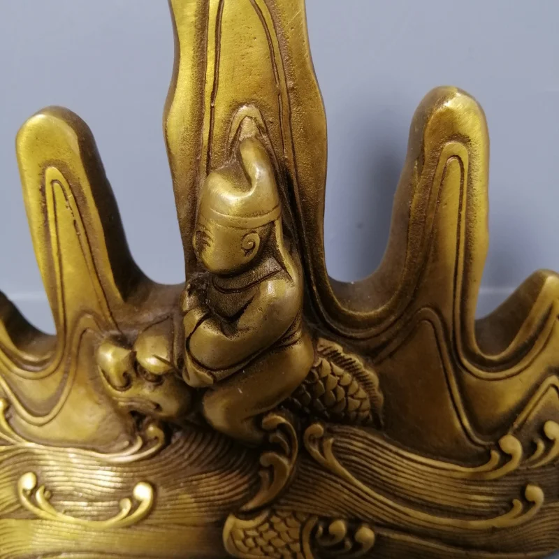 Brass Wuzhishan pen holder, paperweight, craft item, four treasures of , miscellaneous items for the study, brush decor