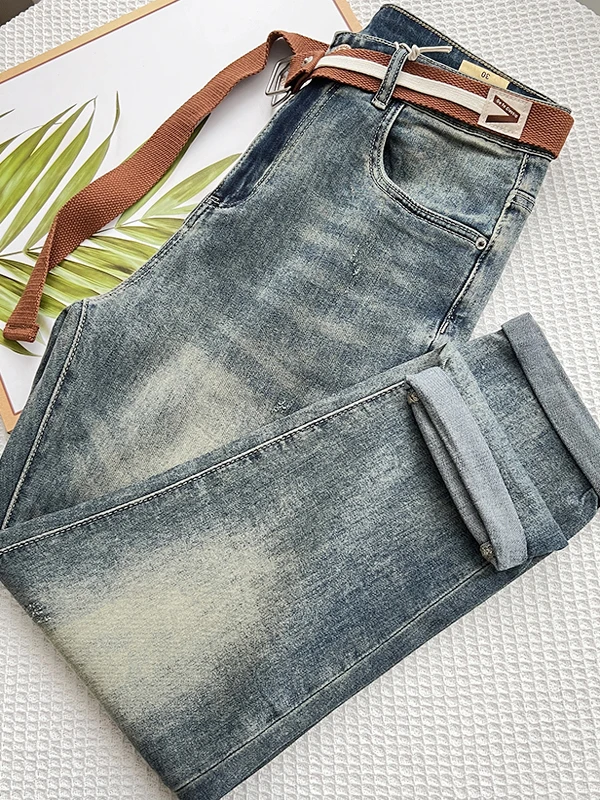 

Retro Waed Men's Casual Straight Leg Jeans Trendy High Street Sle Spring New Faion Urban Faion mid Waist Zipper Fly