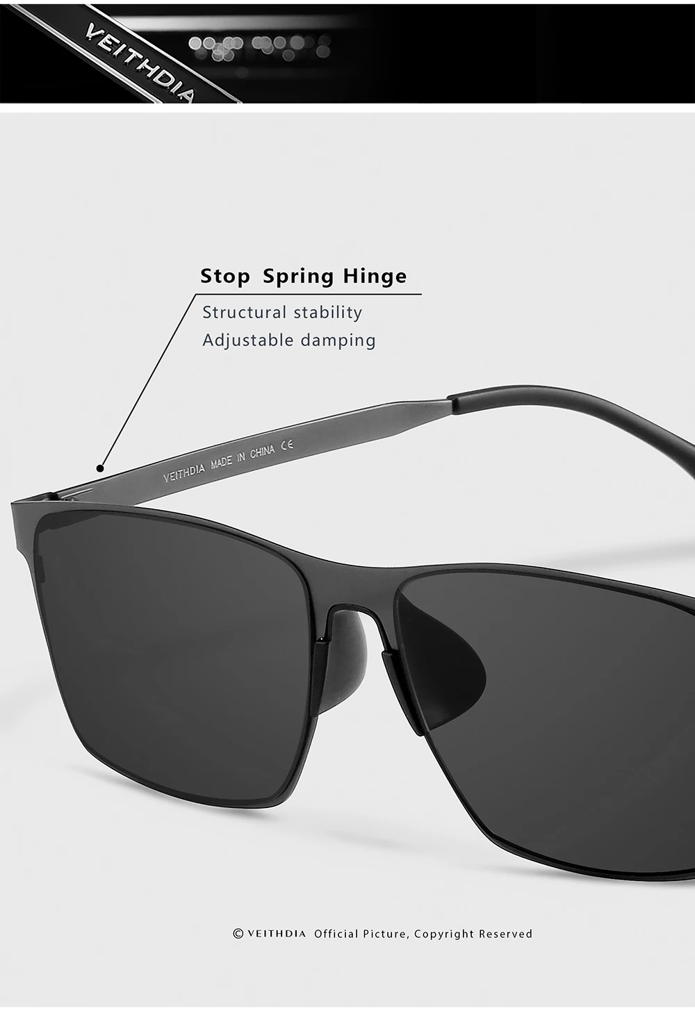 VEITHDIA männer Sonnenbrille Angeln Polarisierte UV400 Nylon Objektiv Im Freien Fahren Brillen Edelstahl Sonnenbrille Für Männliche V8226 – Detail 15