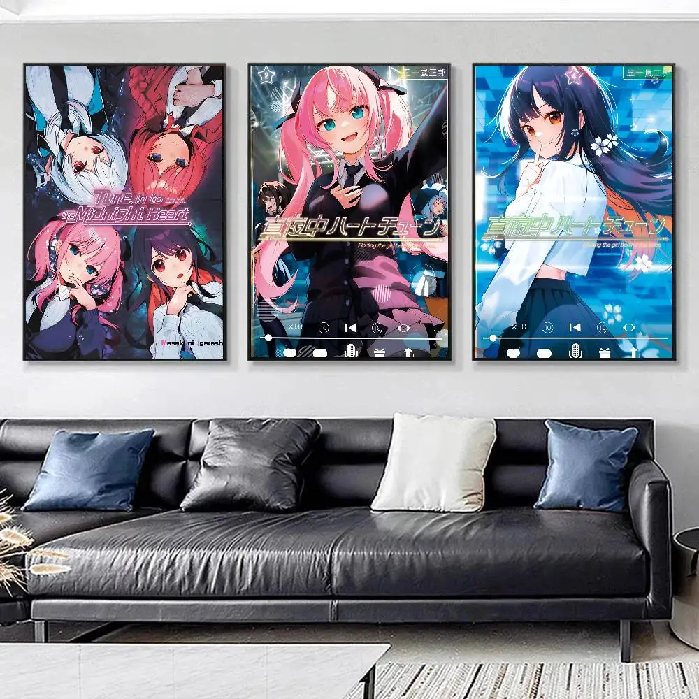 Anime Tune In to the Midnight H-Heart Manga Posters HD Print Vintage Wall Art Decor for Home Study Room