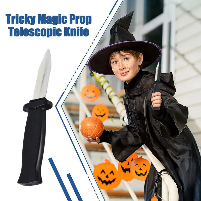 Trucco coltello retrattile Halloween spaventoso Tricky Magic puntelli Cutter puntelli di Halloween giocattoli finti Gag spariscono Blade Party Supplies