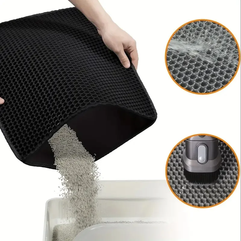 Double-Layer ThickeningEVAWashable cat litter mat prevents litter from being carried out and splattered, cat box, cat supplies