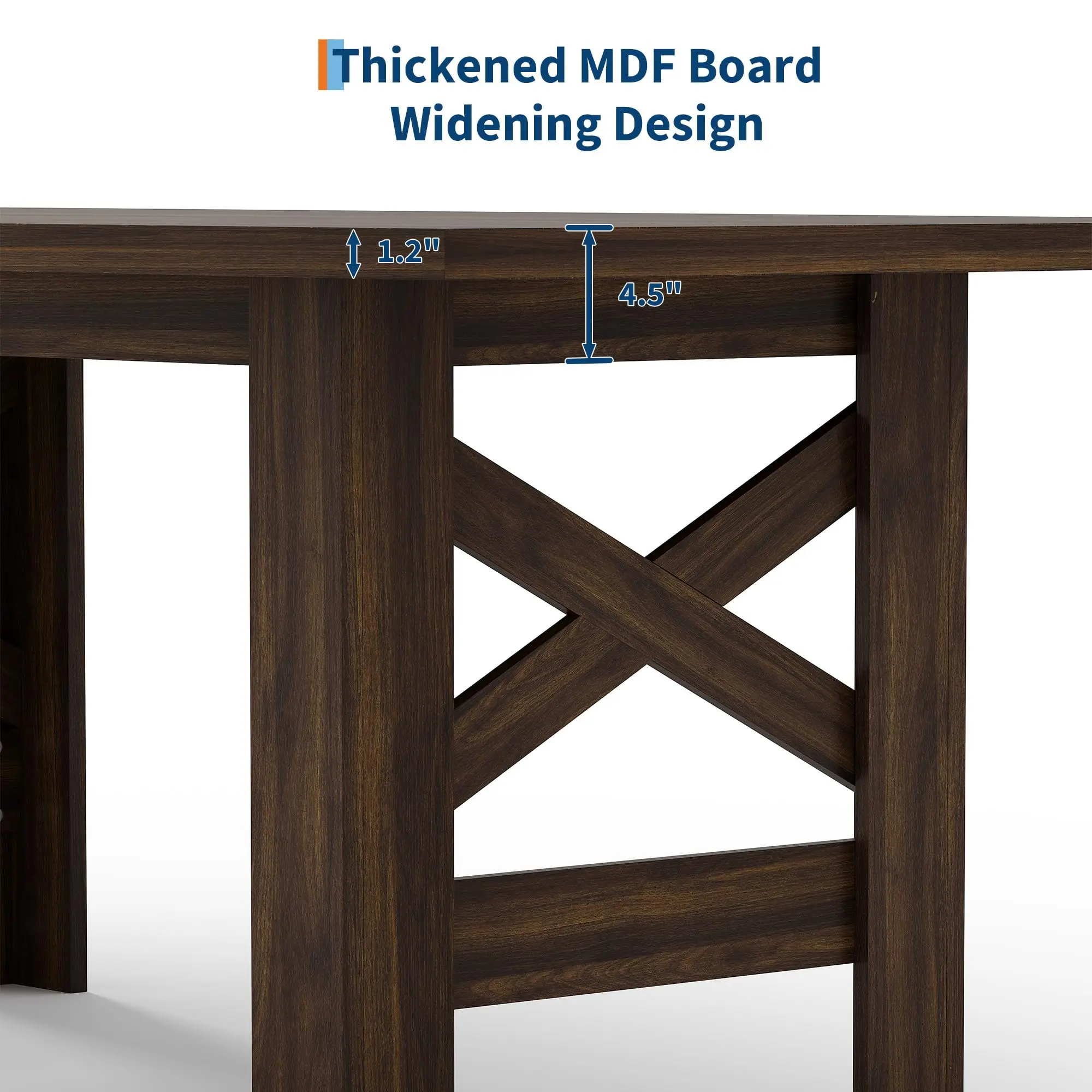 Dining Table for 6-8, Long Wooden Kitchen Table with Sturdy Triangular Legs, Thick Frame, Extra-Thick Base, for Apartment, Party